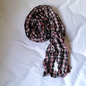 DISNEY PARKS Mickey Plaid Sparkle Silver Ruched Cozy Cotton Long Scarf